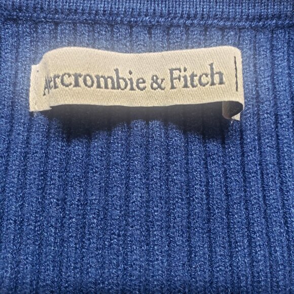 Abercrombie & Fitch Bodysuit Womens XL Blue Ribbed Knit Long Sleeve Wrap Deep V - Picture 4 of 9